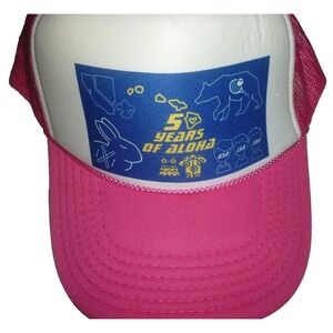Otto Collection 5 Years of Aloha‎ Trucker Hat Pink White Snapback Mesh Cap OSFM